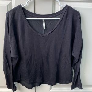 Black Long Sleeve V-Neck Tee